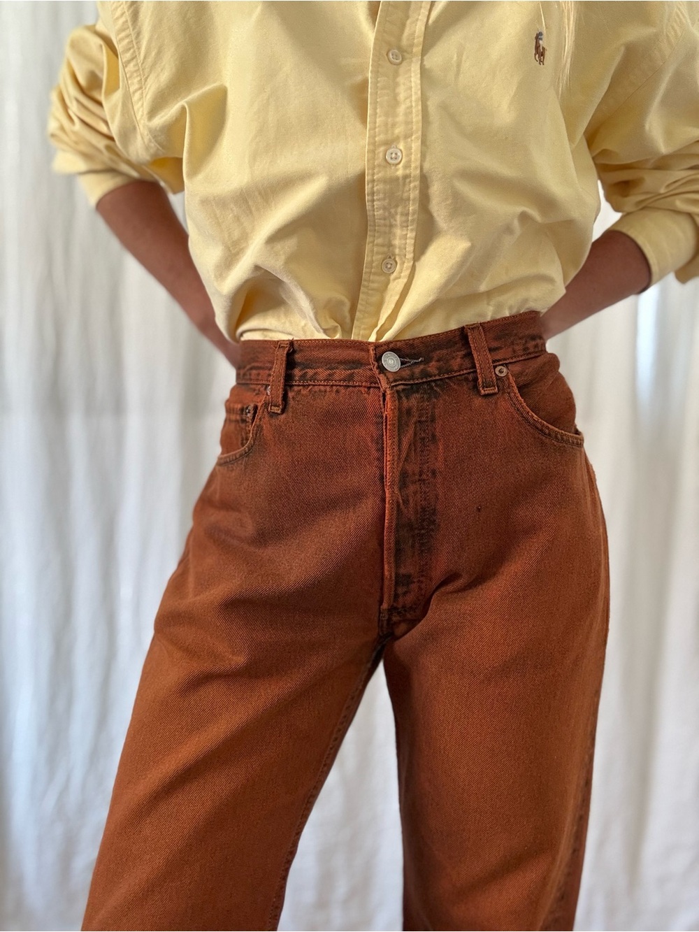 Vintage Levi’s 501 really unique rust wash 1990s high rise straight leg - Picture 10 of 13